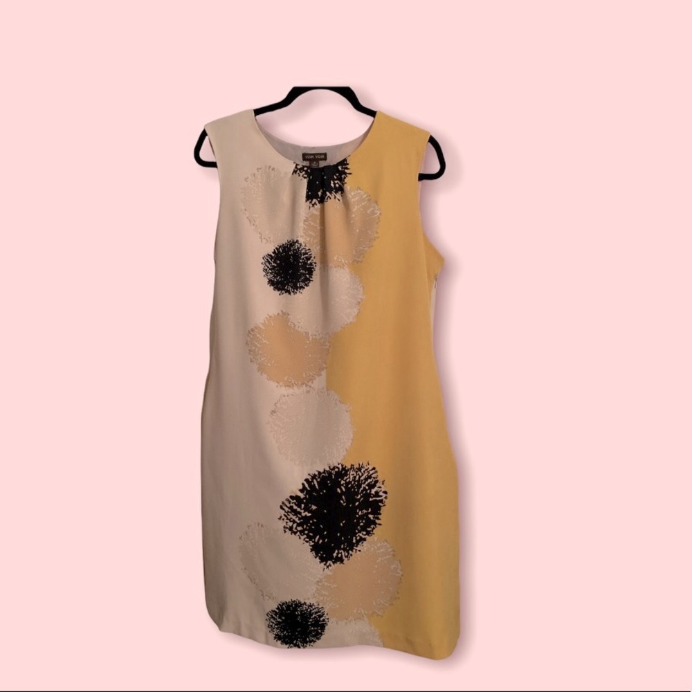 VOIR VOIR size 10 taupe/light mustard dress